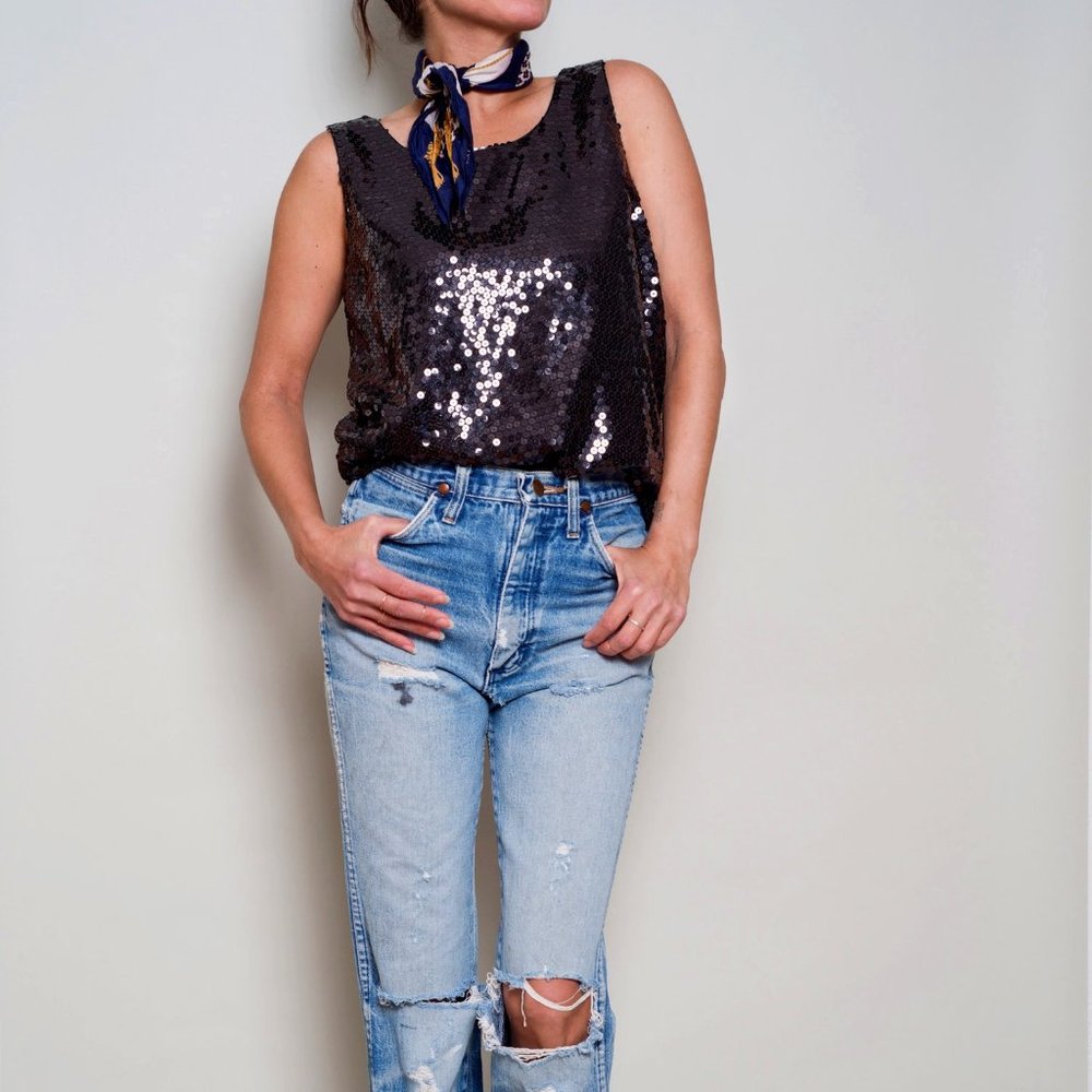 ALYX Black Sequin Sleeveless Top - Medium NWT